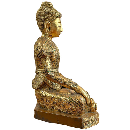 Vollständige rechte Seitenansicht des burmesischen Jambupati-Buddhas