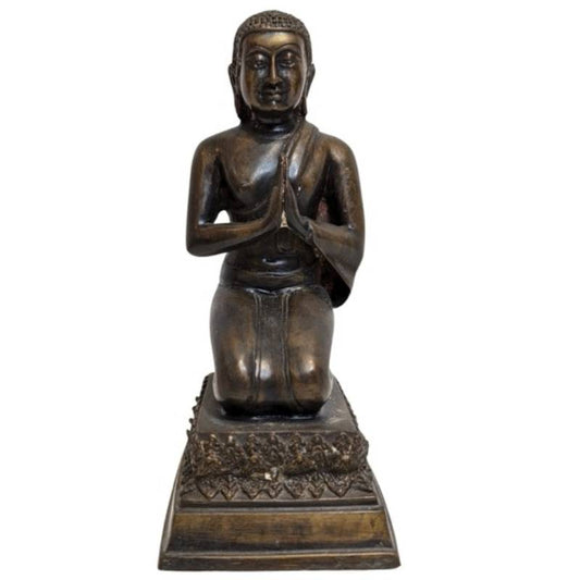 Kniender Buddha aus Bronze aus Burma in Anjali-Mudra