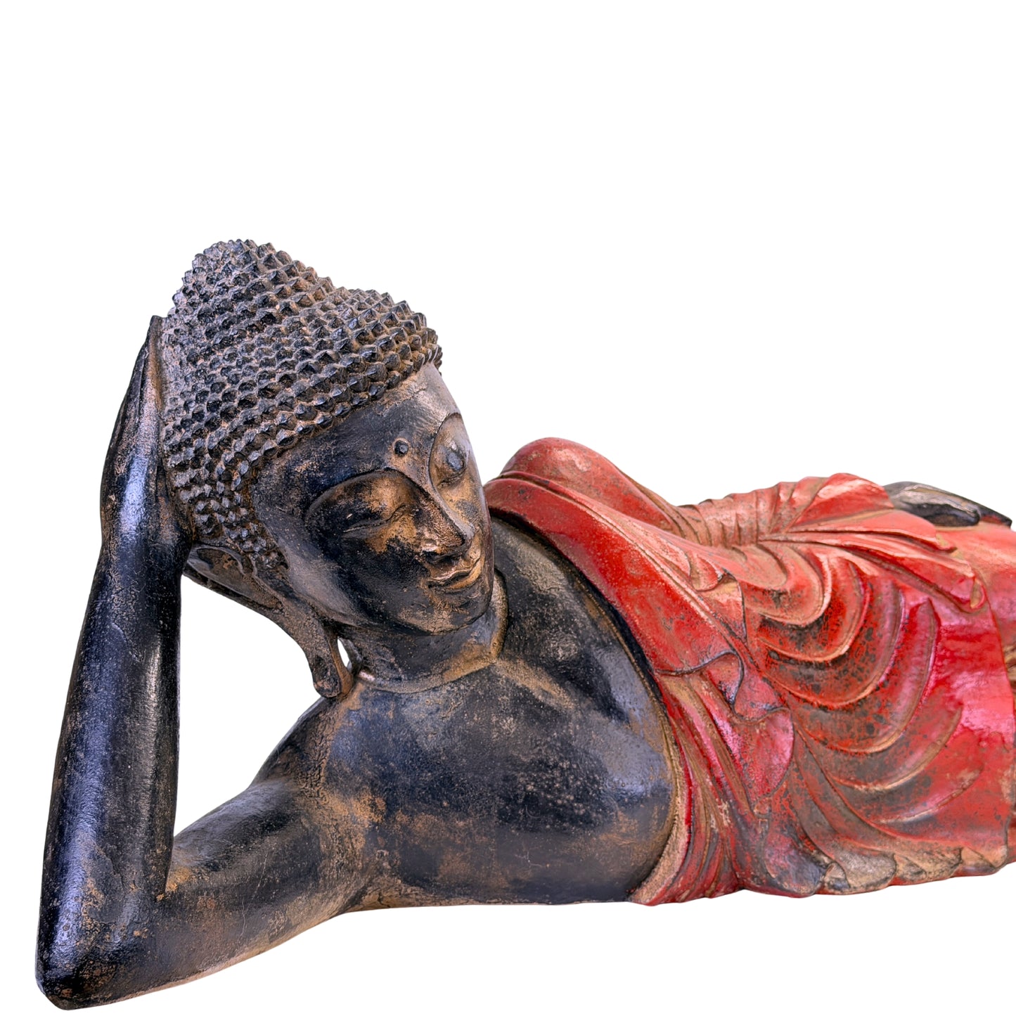 Liegender Buddha aus Myanmar, von der Rückseite gesehen