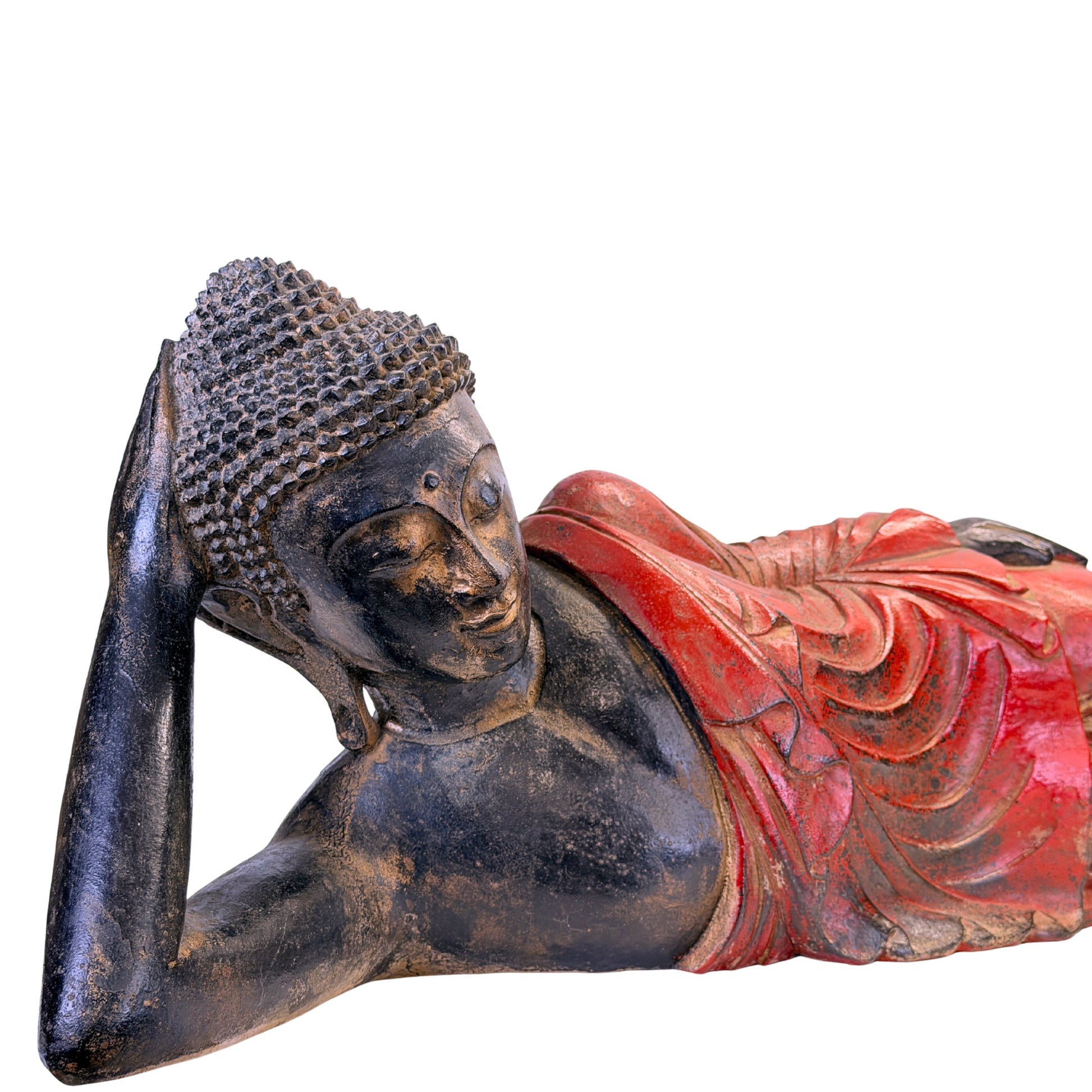 Liegender Buddha aus Myanmar, von der Rückseite gesehen