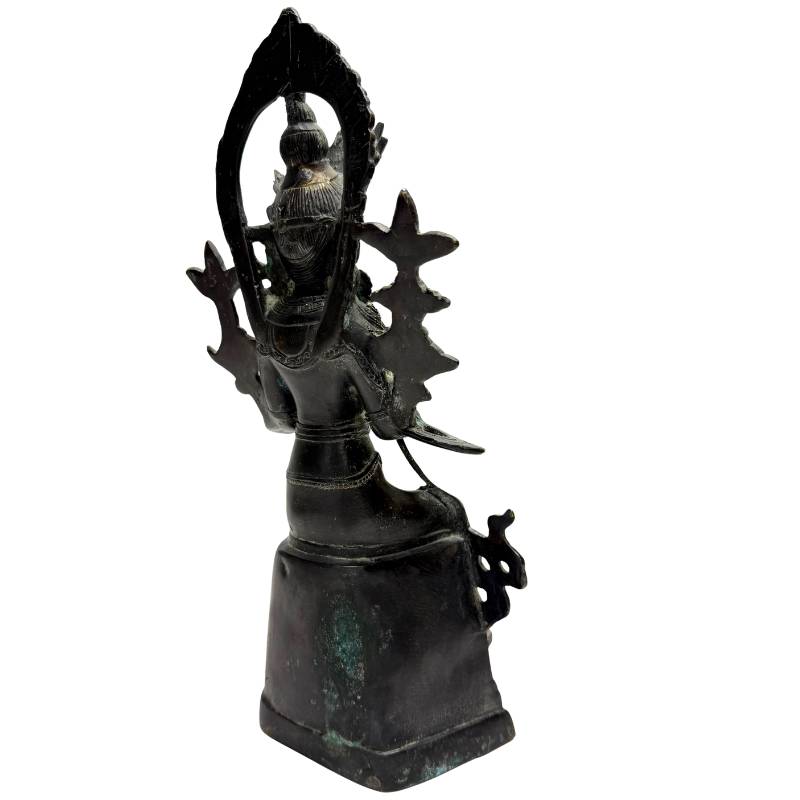 Vorindustrielle chinesische Bodhisattva-Statue mit vergoldetem Bronzegesicht