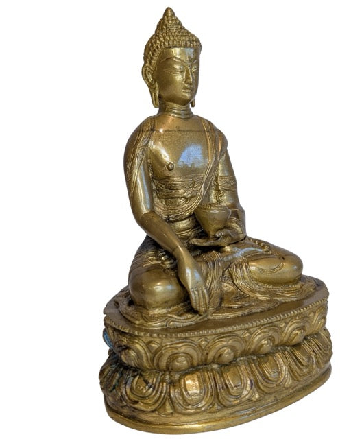 Tibetische Buddha-Statue aus Bronze aus dem 19. Jahrhundert in klassischer Meditationspose