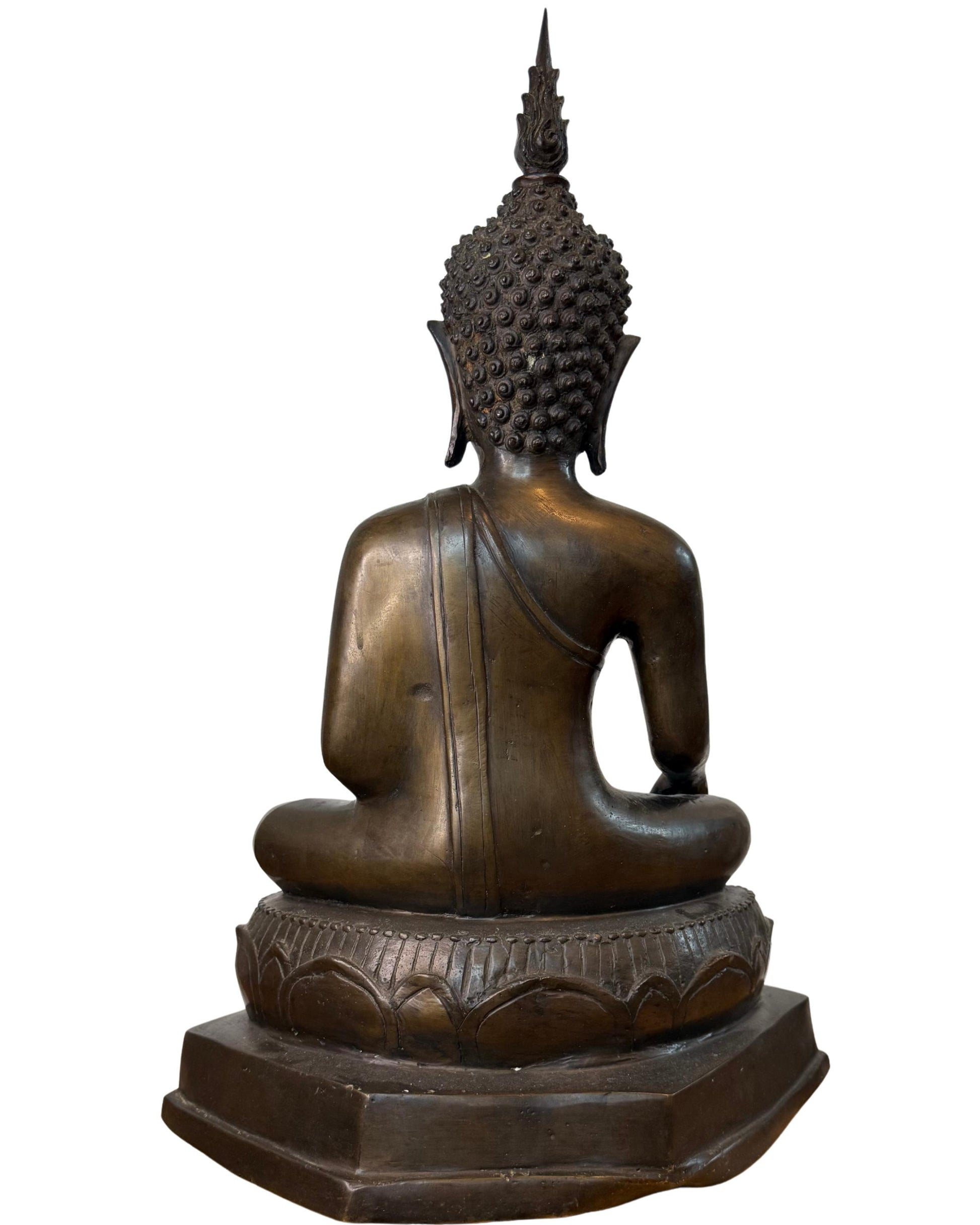 Buddha-Statue aus Bronze im Rattanakosin-Stil, Thailand, Großformat