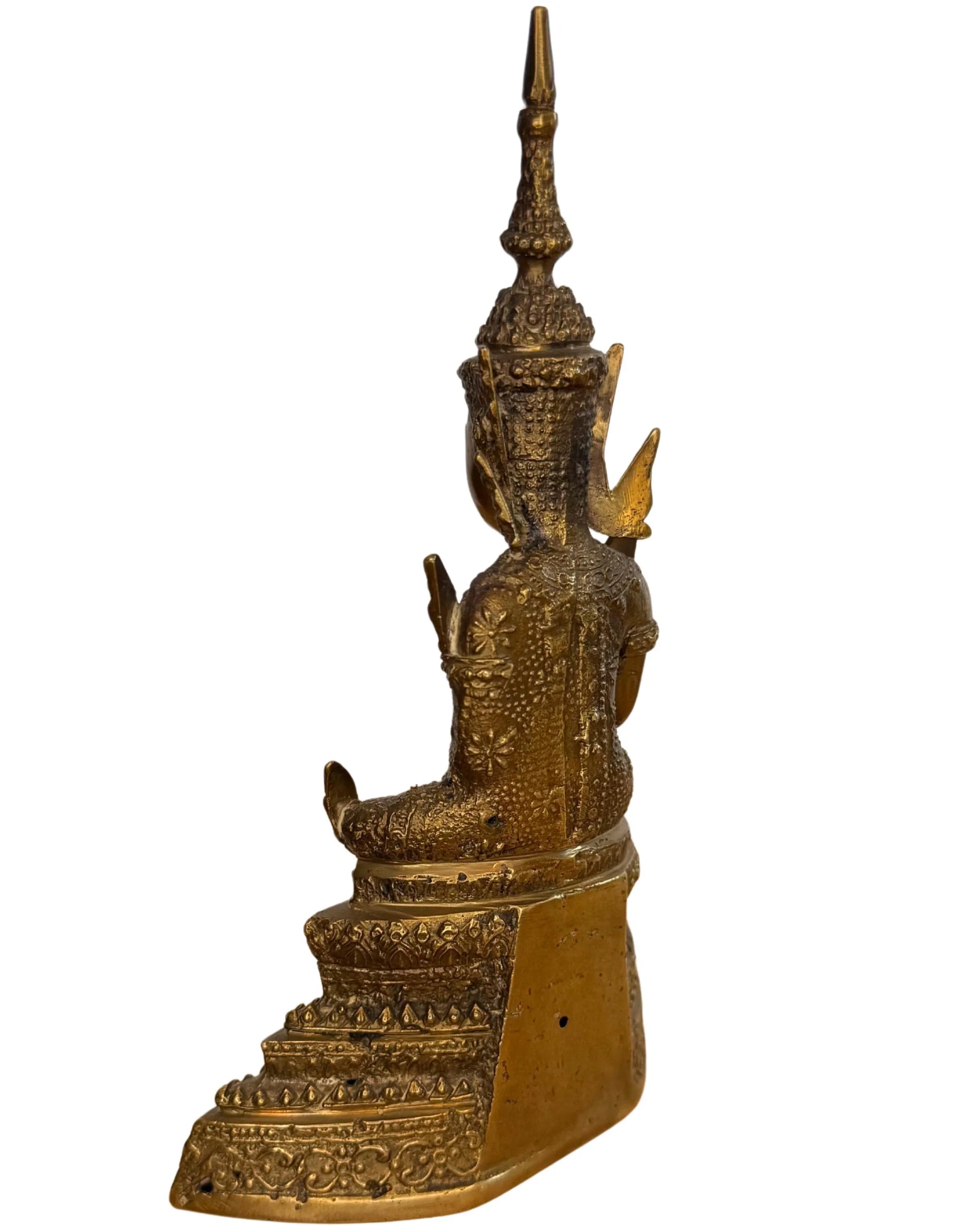 Goldfarbene Buddha-Statue aus Bronze, geeignet für Innenräume und Meditation