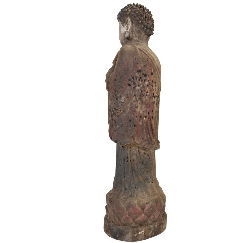 Buddha-Statue aus Holz aus China, antik aus der Qing-Zeit