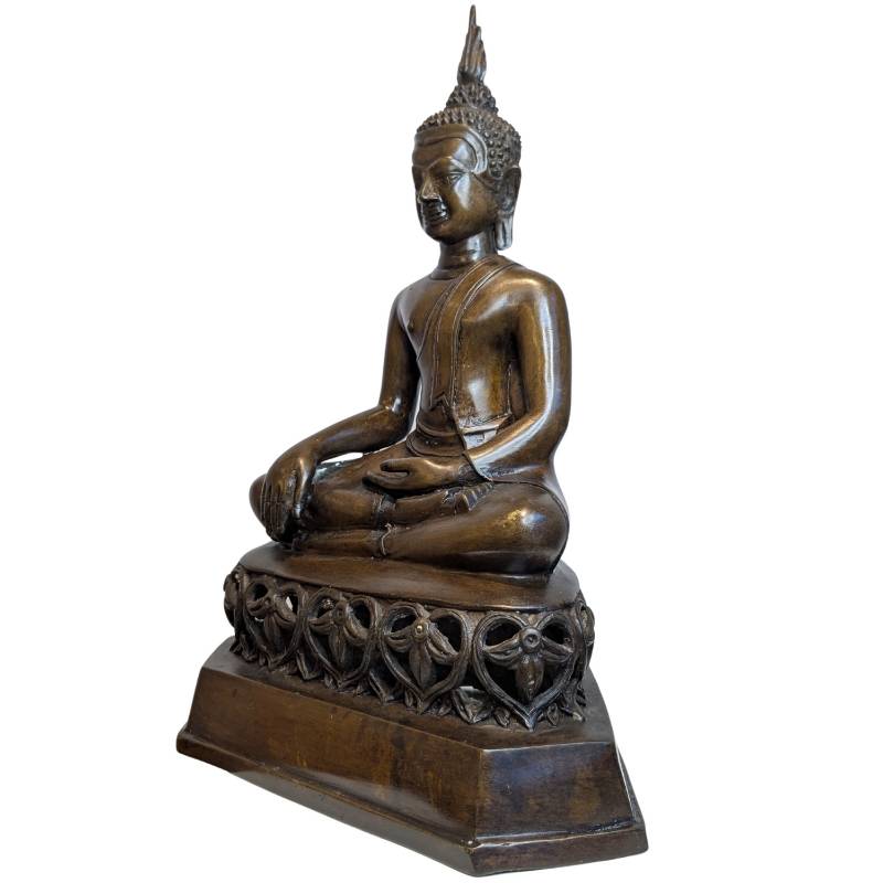 Bronzebuddha im thailändischen Stil, spätes 19. Jahrhundert, in Bhumisparsha-Mudra