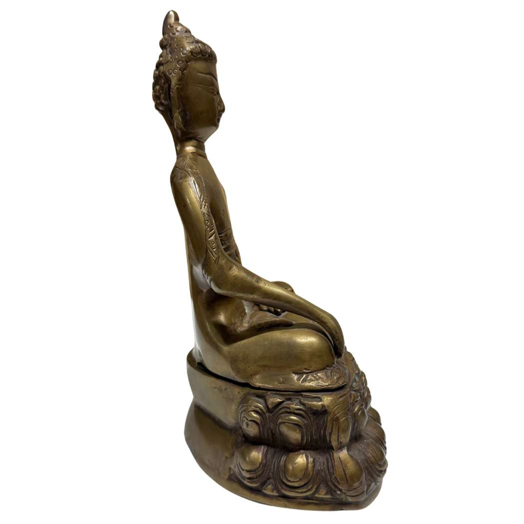 Buddha-Statue aus China mit tibetisch-buddhistischem Einfluss, traditioneller Hohlguss aus Bronze