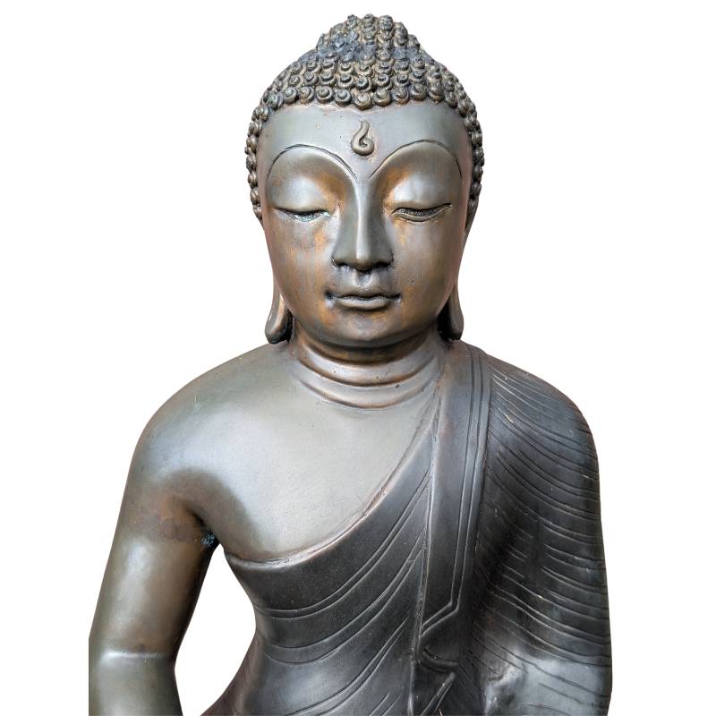 Buddha in Dhyana Mudra aus Sri Lanka, Bronzestatue