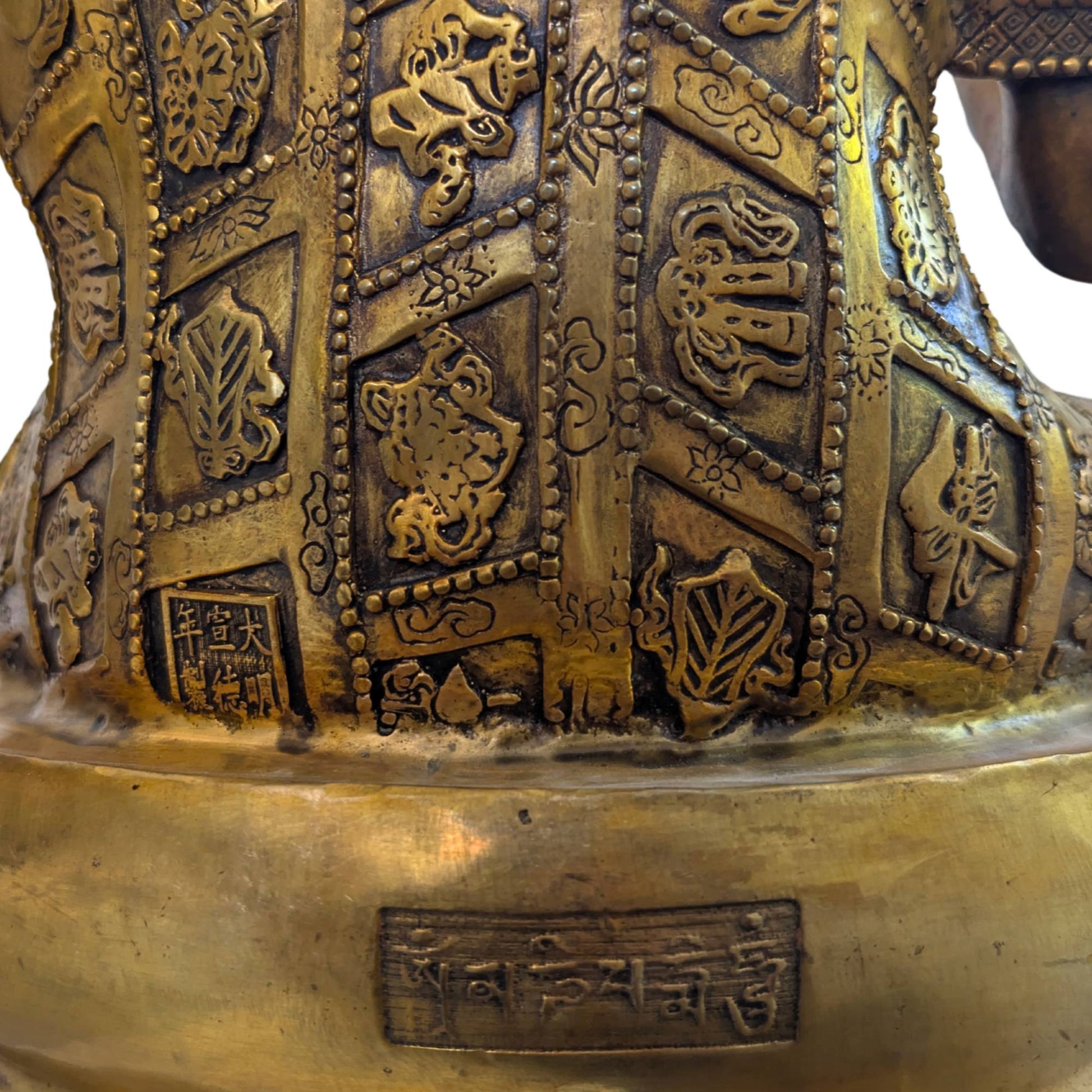 Buddha-Kopf mit blauen Haaren, tibetische Bronzestatue