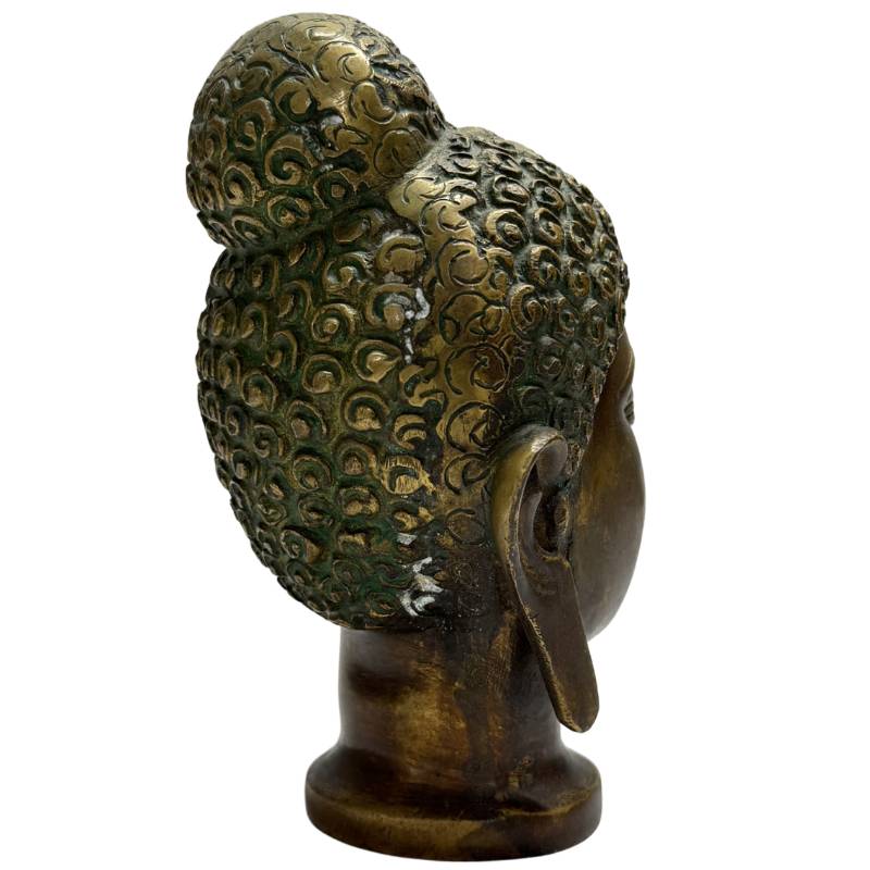 Buddha-Kopf aus Bronze, indische religiöse Kunststatue