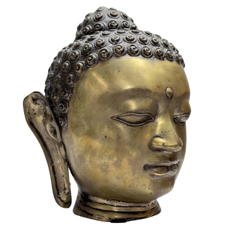 Buddha-Kopf aus Bronze im klassischen asiatischen buddhistischen Stil