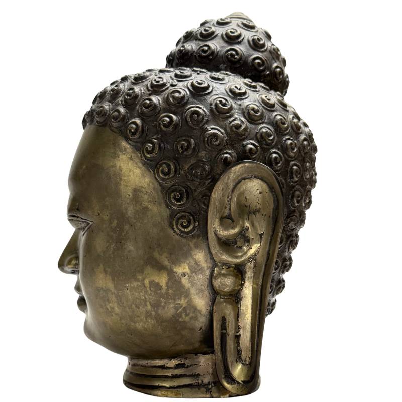 Buddha-Kopf aus Bronze, rituell verwendet, buddhistische Kunst Asiens
