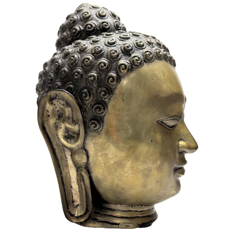 Buddha-Kopf-Bronzeskulptur, Südostasien, Buddha-Statue