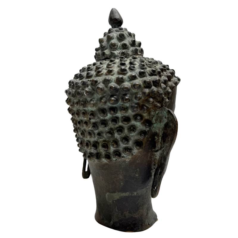 Himalaya-Buddha-Kopf, Bronze, kompakte Größe, ruhige Ausstrahlung, Meditation