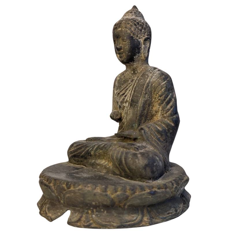 Bronze-Buddha-Skulptur aus Tibet mit ritueller Alterung