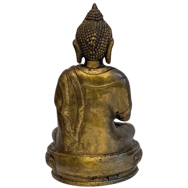Bronzene Buddha-Skulptur mit Feuervergoldung und Dharmachakra-Mudra