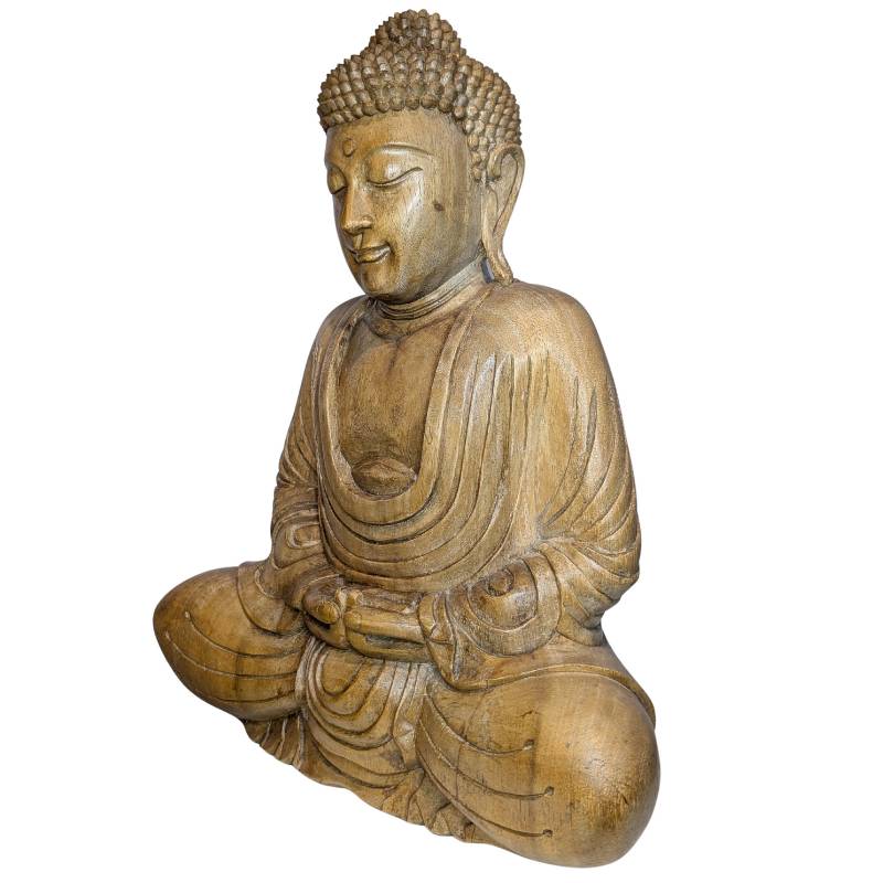 Buddha-Skulptur aus Holz aus Südostasien, Mitte des 20. Jahrhunderts in Dhyana Mudra