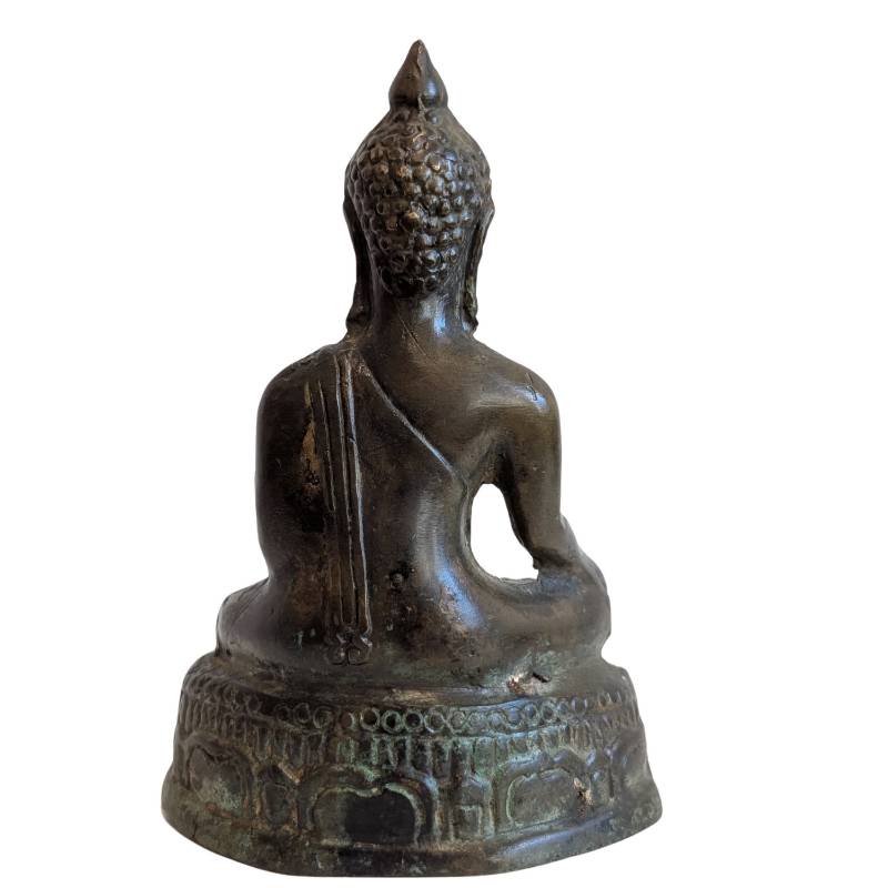 Buddha Shakyamuni in Erdberührungs-Mudra aus Bronze