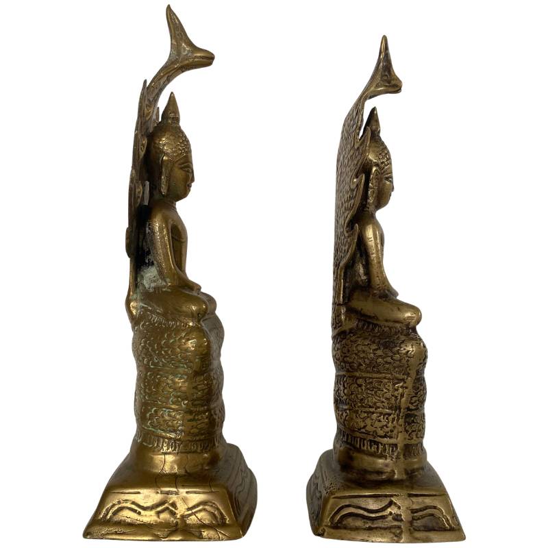 Buddha auf Schlangenthron, Messing, Südostasien, Dhyana Mudra