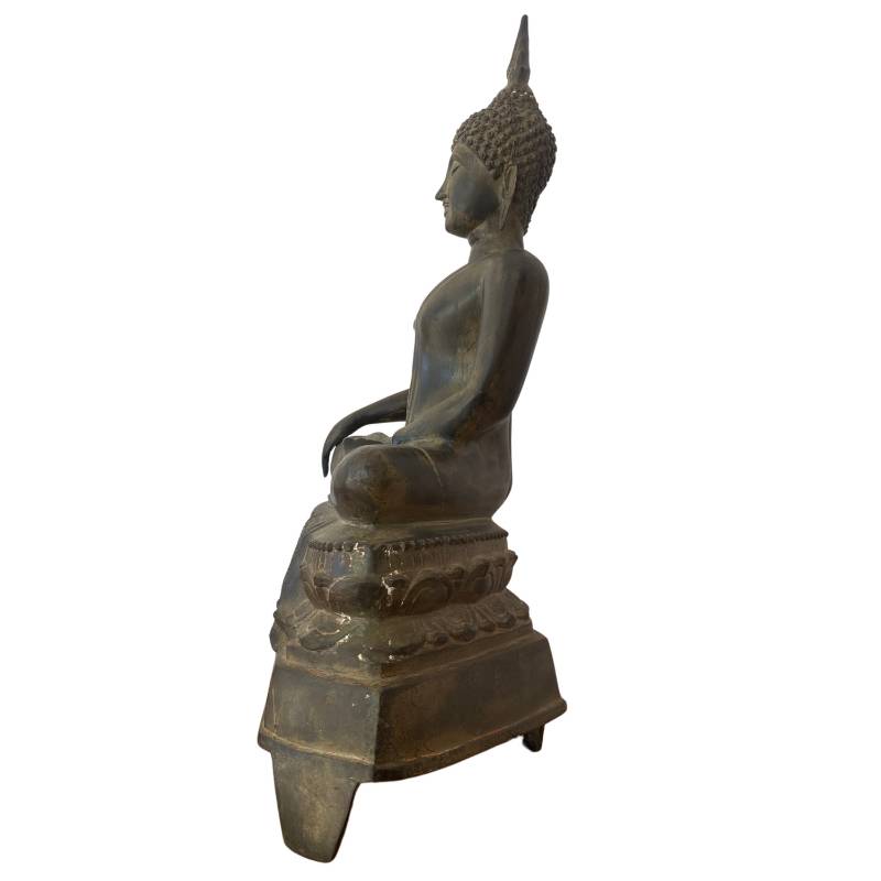 Antike thailändische Buddha-Statue aus schwerem Bronzeguss