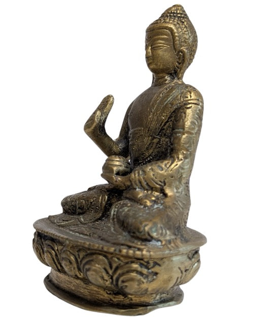 Bronzene Buddha-Statue mit graviertem Gewand