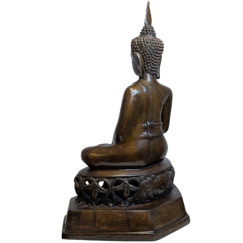 Bronzene Buddha-Statue aus Thailand, ca. 1900, in Bhumisparsha-Mudra.