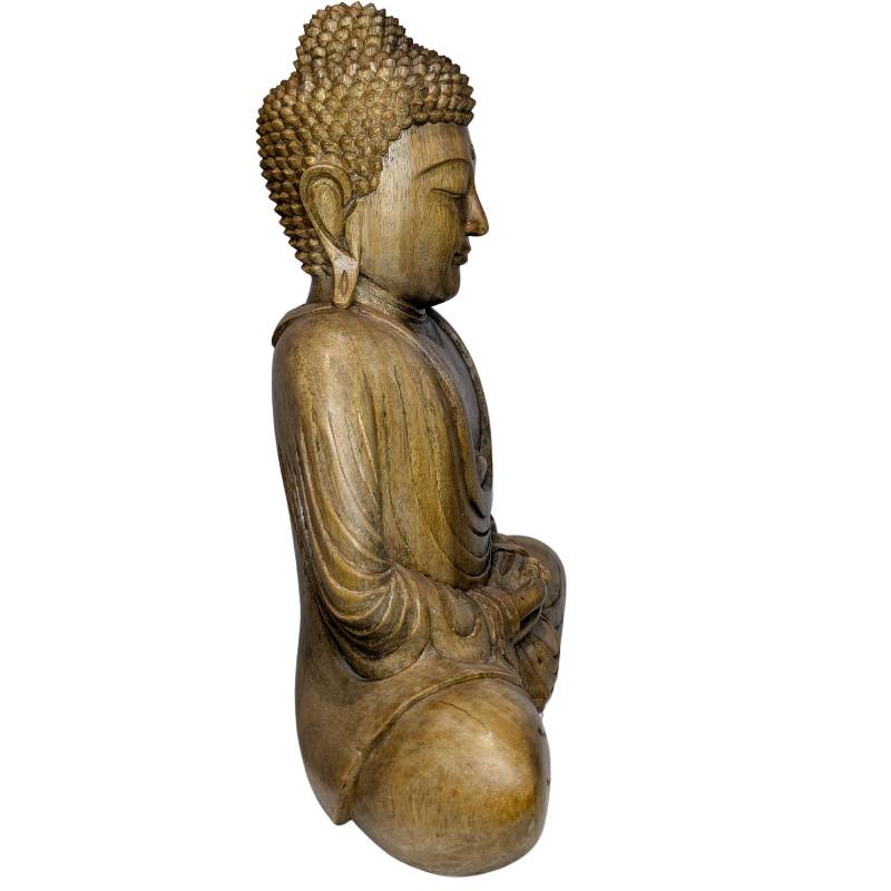 Handgefertigte Buddha-Statue aus Holz aus Südostasien, ca. 1950, in Dhyana Mudra