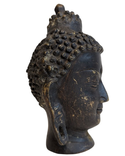 Buddha-Kopf aus Bronze aus der Himalaya-Region