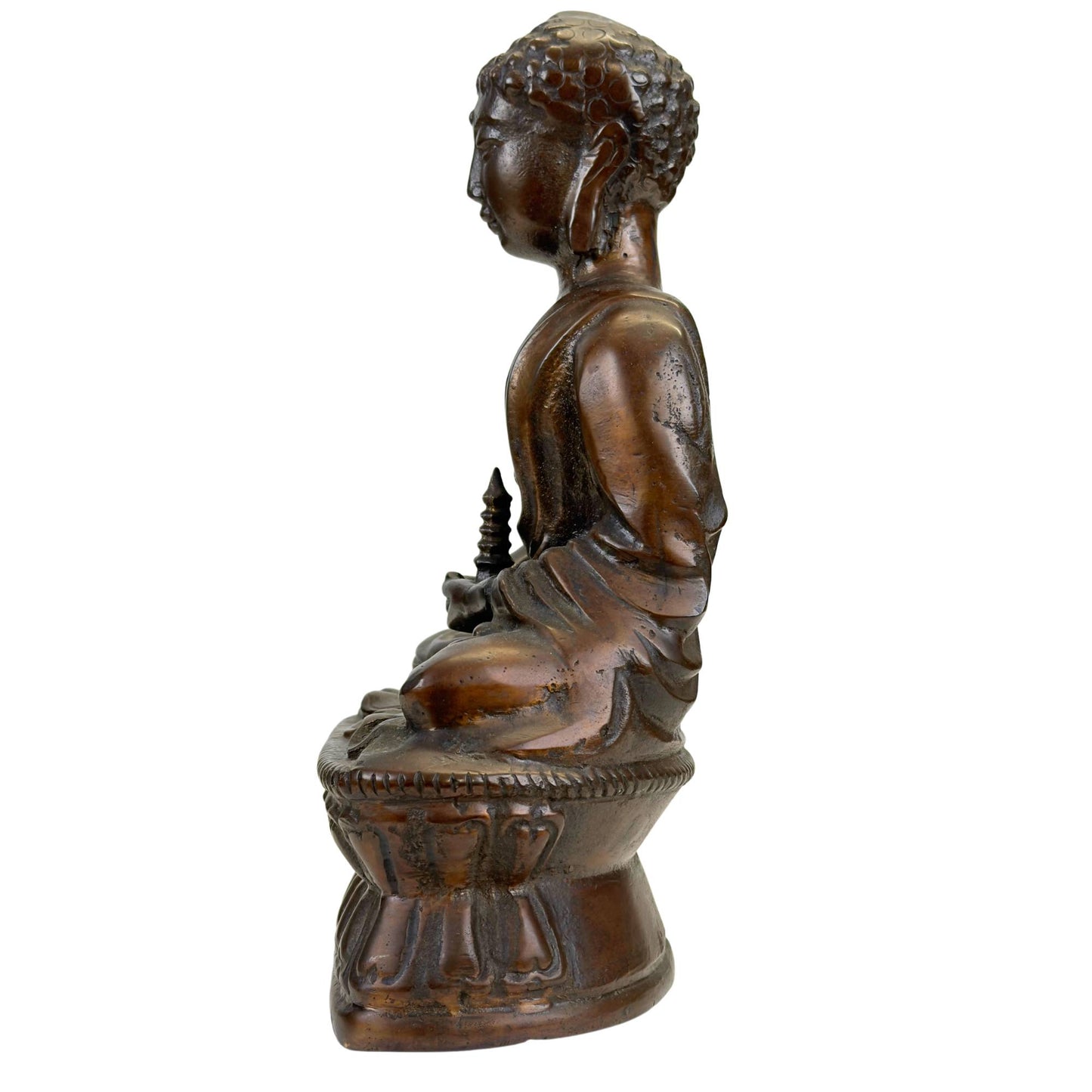 Buddhistische Altarstatue aus Bronze mit Stupa-Attribut, Symbol der Erleuchtung und des Schutzes