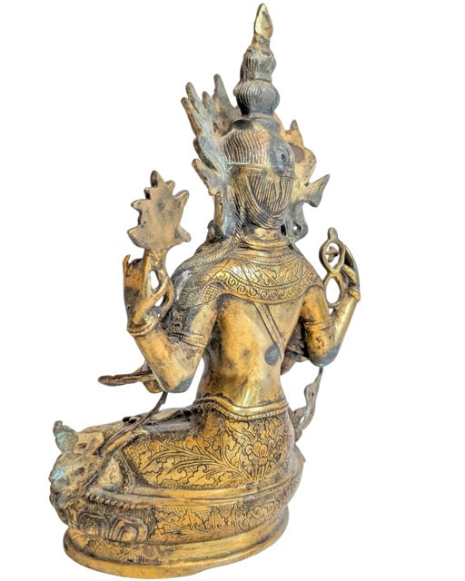 Buddhistische Avalokiteshvara-Statue aus vergoldeter Bronze