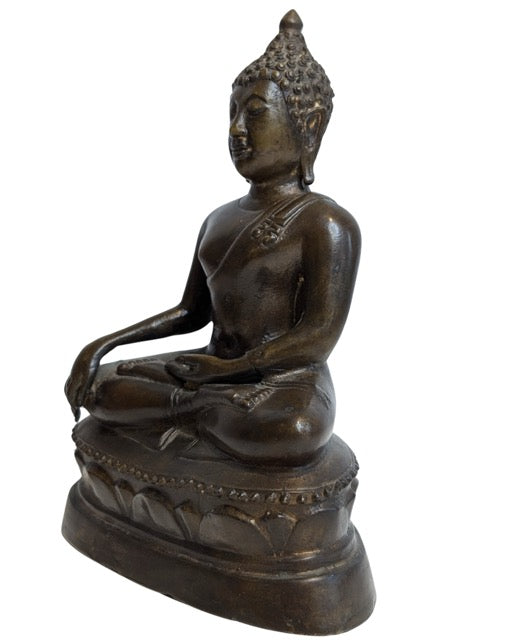 Antike Buddha-Statue aus Bronze in Bhumisparsha-Mudra