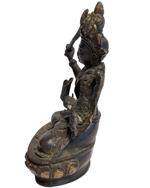 Buddhistische Manjushri-Statue, Tibet, antike Bronze