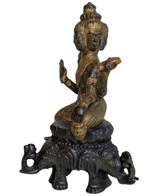 Brahma-Statue mit vier Gesichtern aus Bronze aus Indien