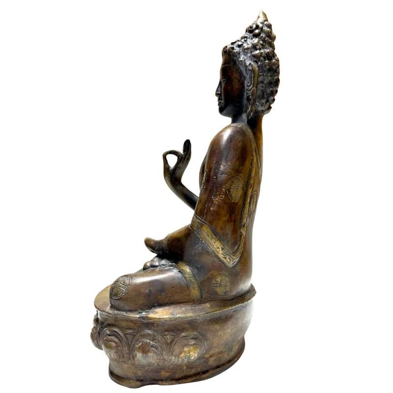 Antike Buddha-Statue aus Bronze aus der Himalaya-Region