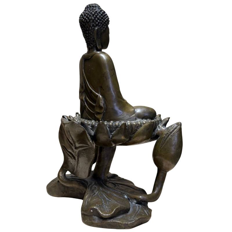 Bronzene Buddha-Statue aus dem frühen 20. Jahrhundert mit schwerem, massivem Design