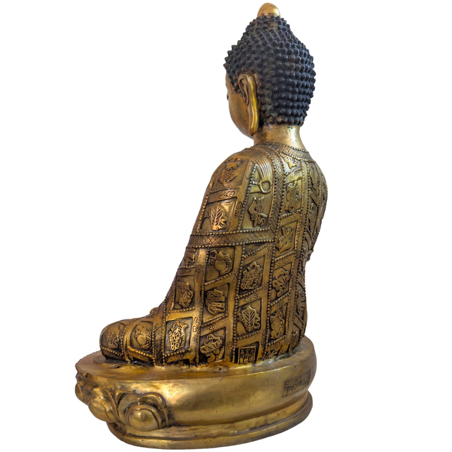 Große und luxuriöse Buddha-Statue aus feuervergoldeter Bronze für das Wohnzimmer