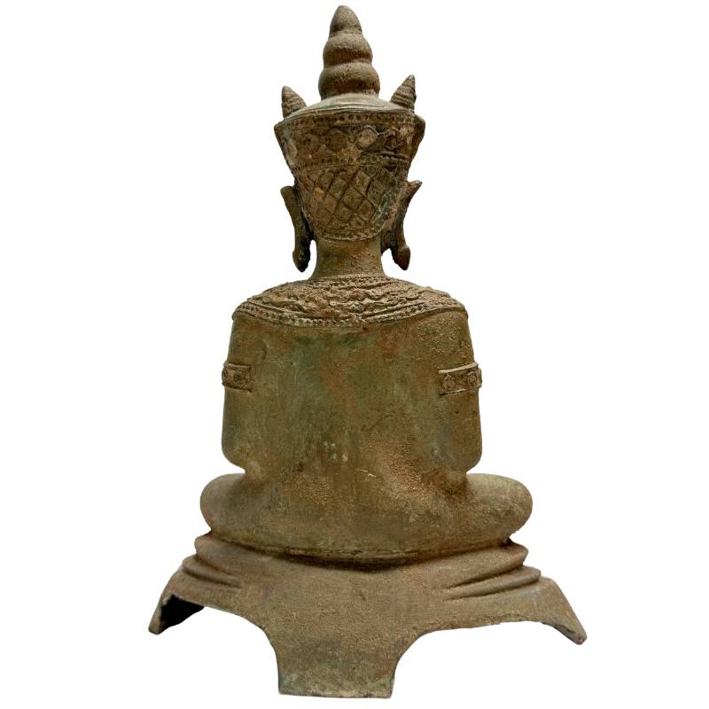 Bronze-Buddha-Statue Südostasien, kompakte Größe, Ruhe