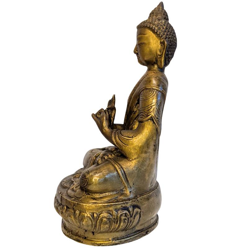 Bronzebuddha im sino-tibetischen Stil mit Dharmachakra-Mudra