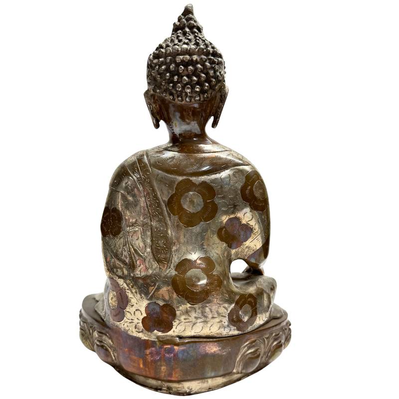Bronze-Buddha Bhumisparsha Mudra im traditionellen Himalaya-Stil