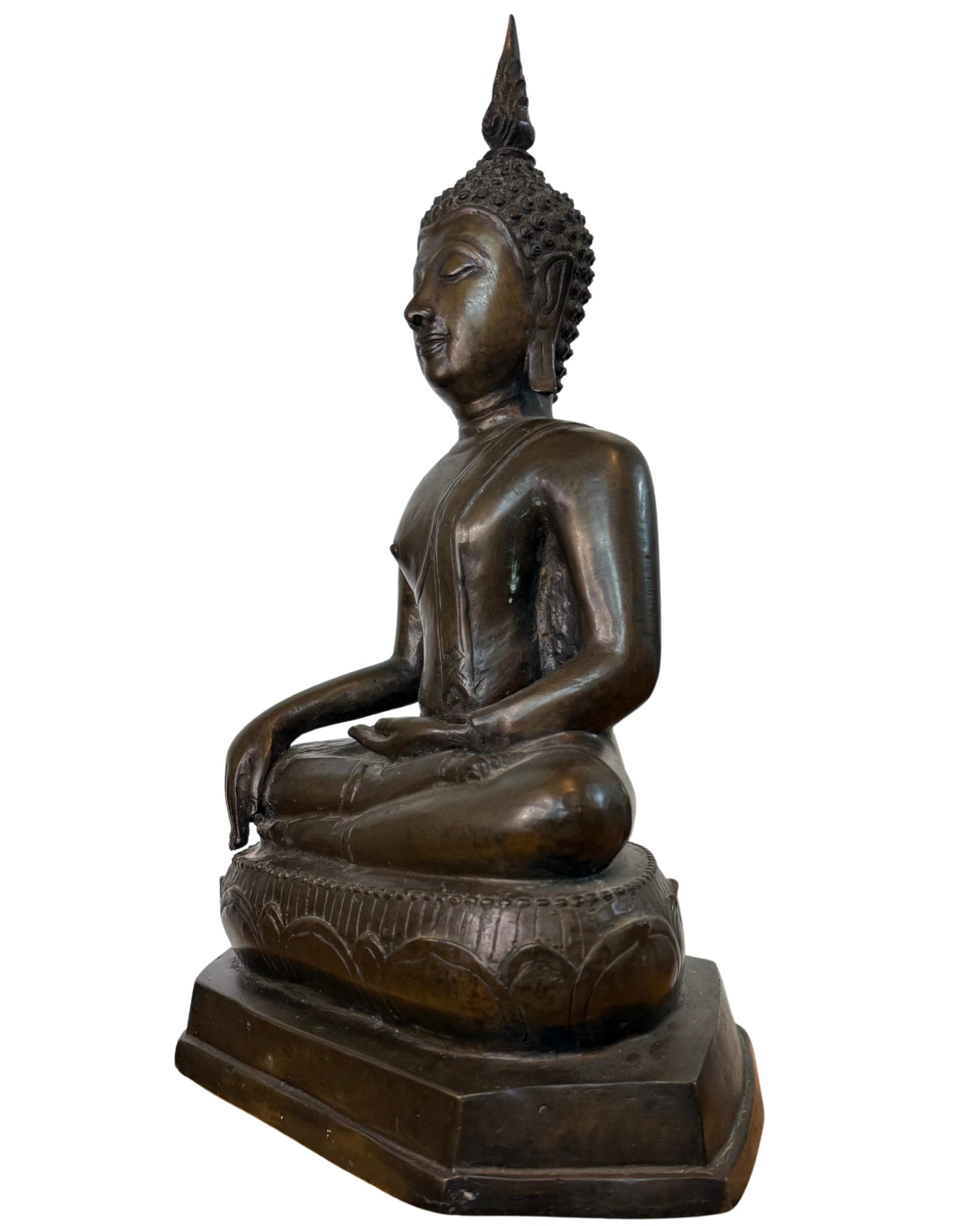 Bronze-Buddha-Statue aus Thailand, 55 cm, für den Innenbereich und Meditation.