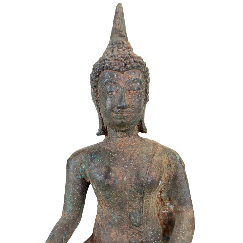 Bronze-Buddha aus Thailand mit authentischer Oxidationspatina