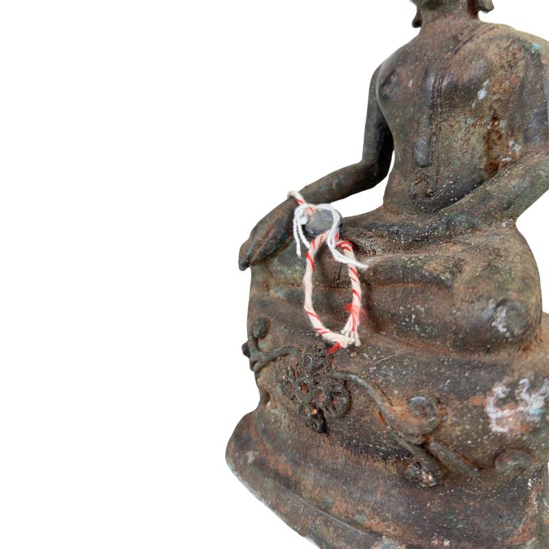Bronze-Buddha aus Thailand mit authentischer Oxidationspatina