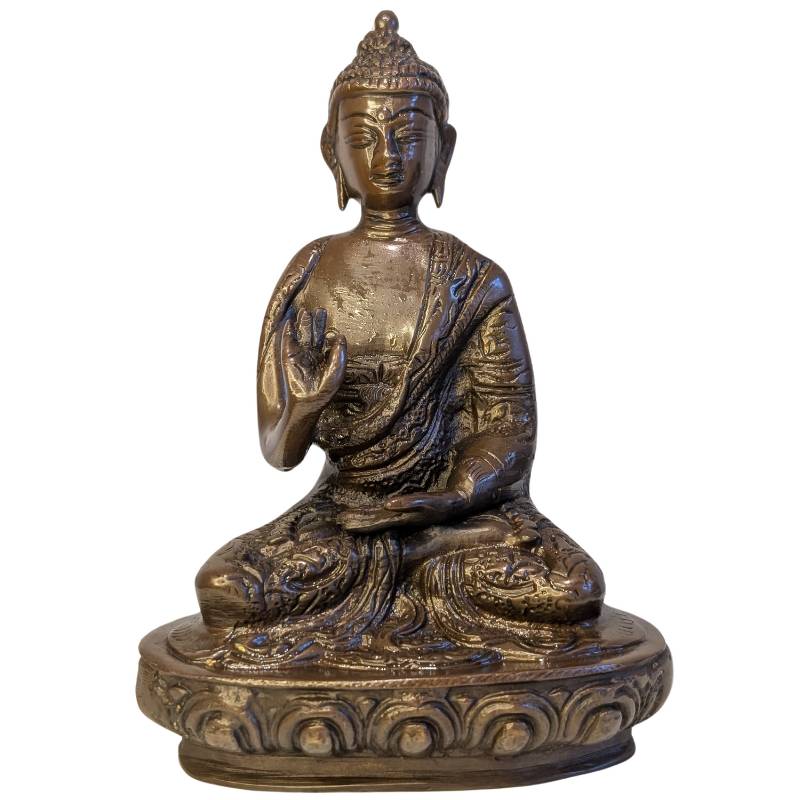 Bronzene Buddha-Statue in Vitarka-Mudra, alte kompakte Statue, Los 121