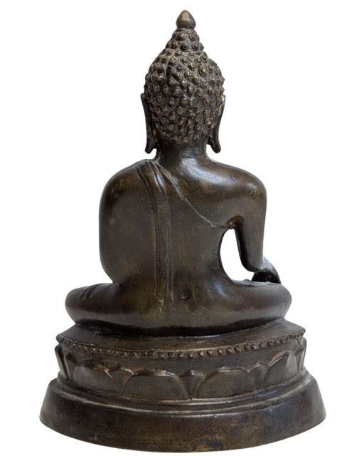 Antike Buddha-Statue aus Bronze in Bhumisparsha-Mudra