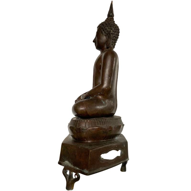 Bronze-Buddha-Statue im Bhumisparsha-Tempelstil aus Thailand