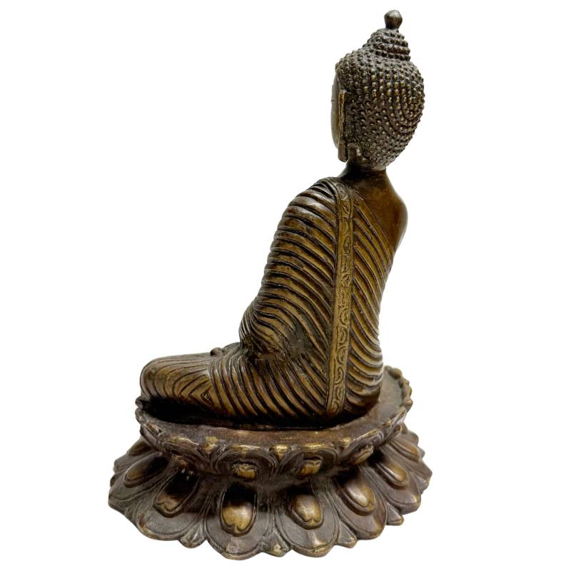Bronzene Buddha-Statue in Meditation auf einem Lotusthron