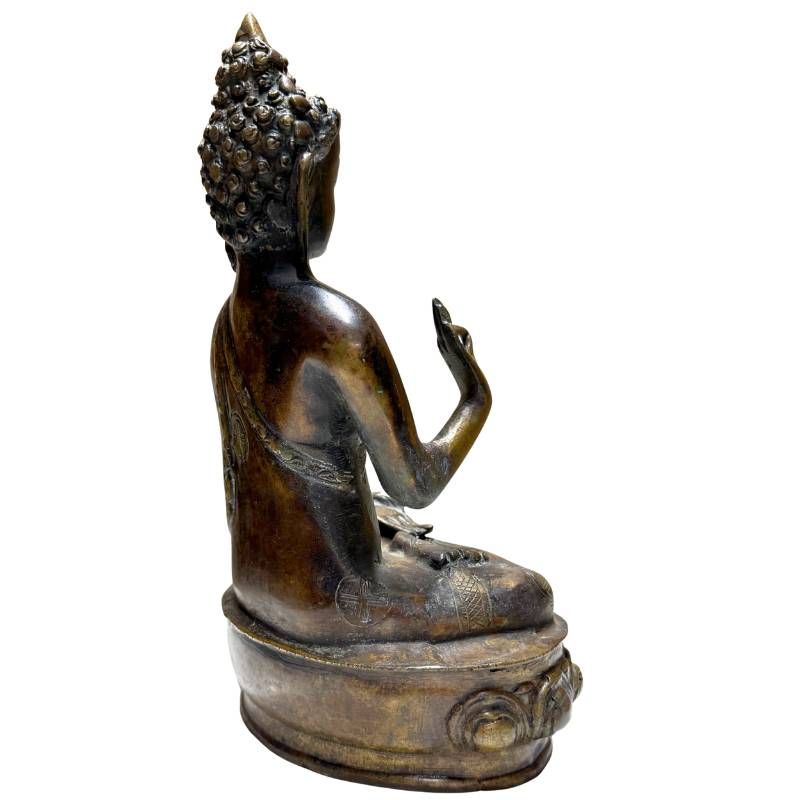 Antike Buddha-Statue aus Bronze mit friedvoller Ausstrahlung für den Innenbereich