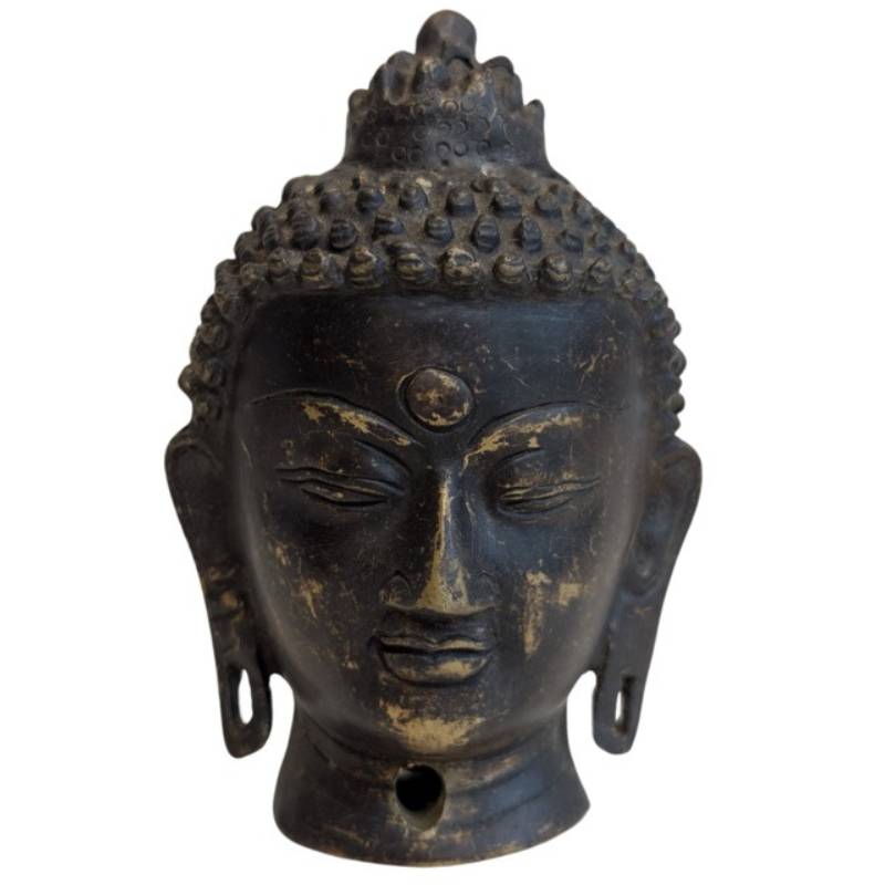 Buddha-Kopf aus Bronze aus der Himalaya-Region