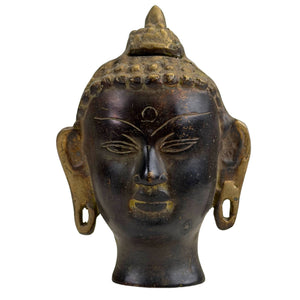 Bronzener Buddhakopf in Thai-Stil mit Dunkler Patina
