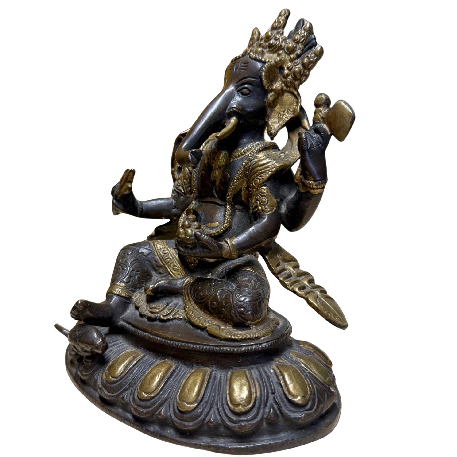 Bronzene Ganesha-Statue, die die Beseitigung von Hindernissen und positive Energie symbolisiert.
